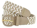 Braided Woven Elastic Stretch Belt With Matching Leather Covered Buckle