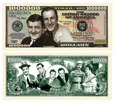 Set of 5 - Abbott and Costello Million Dollar Bill
