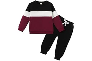 ADXSUN Kid Toddler Boy Clothes Color Block Sweatshirt and Casual Pants 2Pcs Boys Fall Winter Outfits 1-5T