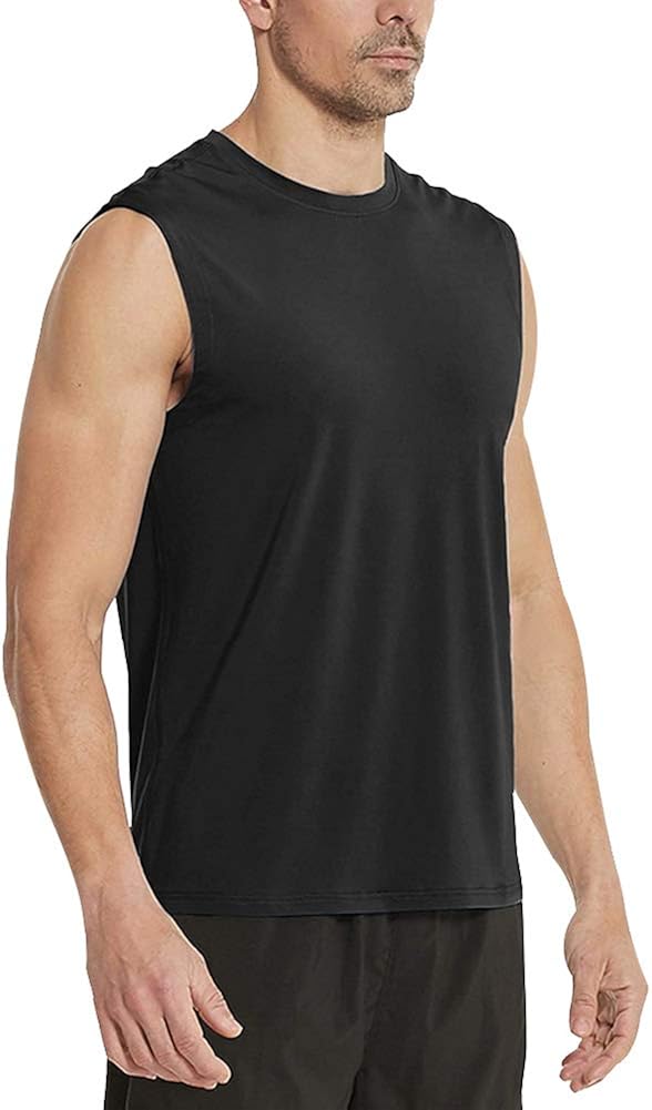 MeetHoo Tank Tops for Men, Workout Sleeveless T Shirts Gym Tank Tee Muscle Bodybuilding Fitness Undershirt: Clothing