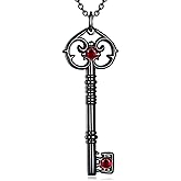 YFN Key Necklace Sterling Silver Black Key Pendant Necklace Hecate Pagan Witch Jewelry for Women Witch Gifts