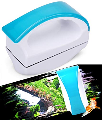 Magnetic Aquarium Fish Tank Cleaner, Fish Tank Glass Cleaner, Floating Clean Brush with Handle Design