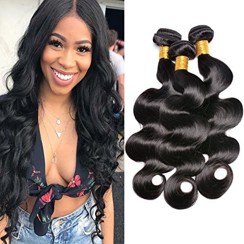 Iwish Malaysian Virgin Hair Body Wave 3 Bundles Natural Black Unprocessed Real Human Hair Weave Full Head Set Wavy Hair Extensions No Shedding No Tangle (10 12 14 inch)