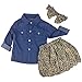 Jastore 3PCS Baby Girls Clothing Set Summer Toddler Kids Denim Tops+Leopard Skirt Outfits (12-18 Months, Leopard)