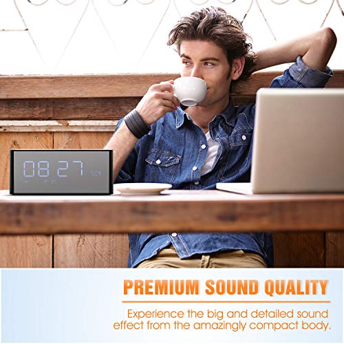 Alarm Clock Radio Bluetooth Speaker [2019 Upgraded] with Digital FM Stereo, Dimmable LED Display, Dual Alarm, Snooze, AUX-in for Bedrooms - Thumbnail 6