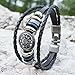 Handmade Punk Bracelet for Man - Retro Genuine Leather Cuff Wrap Bracelet (Black)