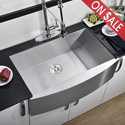 Comllen 36 Inch Handmade Apron Single Bowls 16 Gauge Stainless Steel Undermount Farmhouse Sink