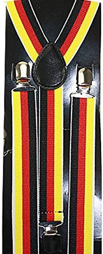 Men Women Unisex Adult Suspenders Checkerboard Zebra Stripe Polka Dot (black yellow red stripe)