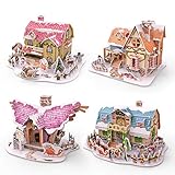FUN LITTLE TOYS Christmas 3D Puzzles for Kids in 4 Styles, 134 PCs Jigsaw Puzzles, Xmas Gifts for Boys and Girls