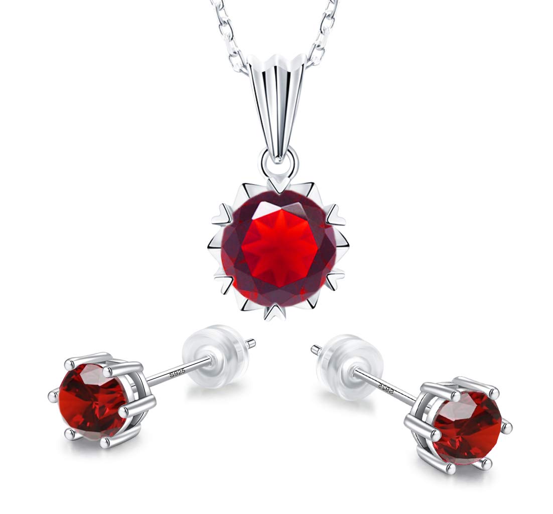 Sunnyshopday Birthday Stone,Jewelry Sets,925 Sterling Silver Earrings Stud Men Women,Jewelry Box Gift Choice,Daily Wear,18ct White Gold Plated