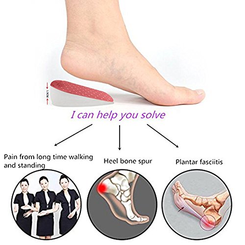 Silicone Heel Insert Increase Taller Height Lift (Height 0.6 Inch) Comfort and Energy Work Insoles Heel Cushions and Insole - Shock Absorbing Heel Pad for Women