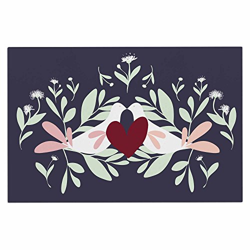 KESS InHouse Mayacoa Studio Love Nest Red Animals Decorative Door Mat, 2  x 3  Floor