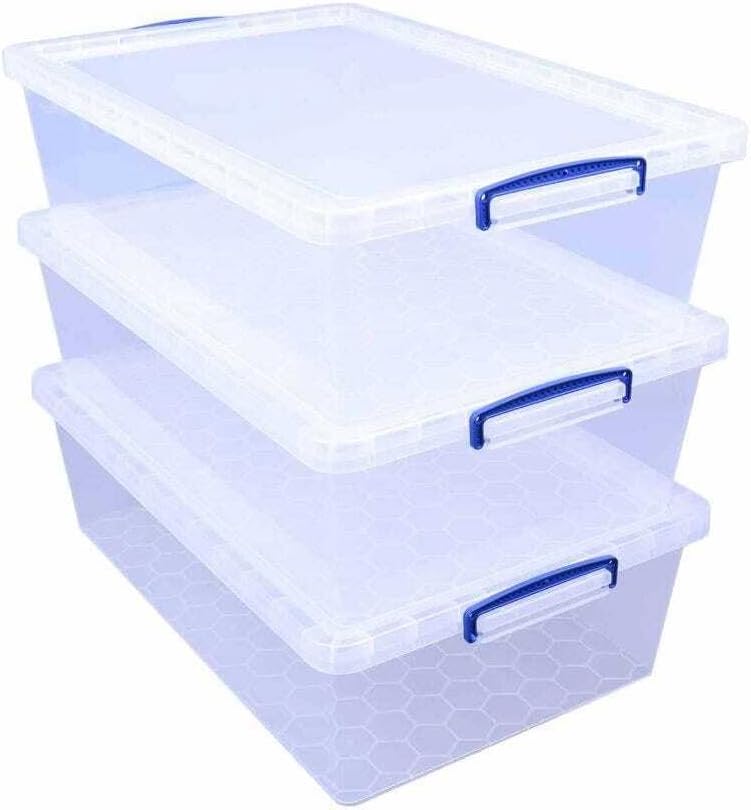 Really Useful Box Nestable 43 Litre Clear Storage Box Pack of 3 Brand