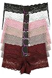 Mamia Women's Sexy Lace Hiphugging Boyshort or Bikini Panties 6pk-Large-Sofra Amore