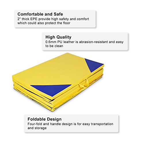 image for Giantex 4'x10'x2 Gymnastics Mat Thick Folding Panel For Gym Fitness wi
