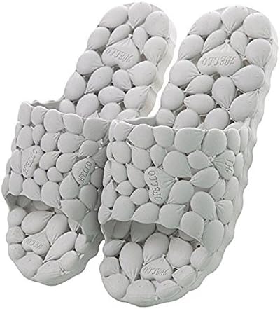Cyiecw Womens Mens Non-Slip Shower Sandals Spa Massage Foam Household Bathroom Beach Slippers (L = US 10.5-11, Grey)