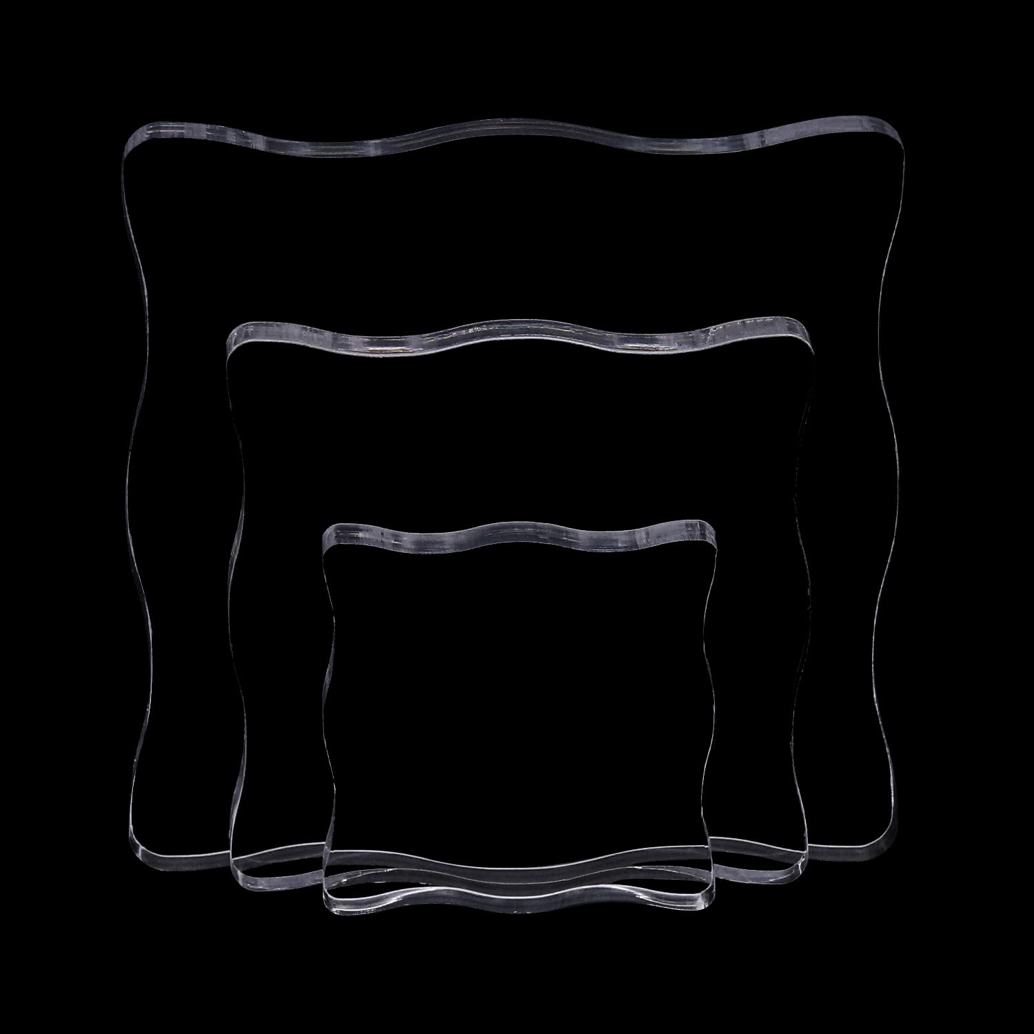 Hosifiy Set of 3 Acrylic Stamp Blocks for Silicone Stamps, Square Acrylic Blocks with Grid Lines, Scrapbooking