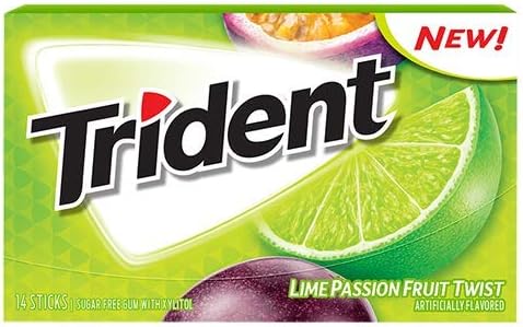 Trident Sugar Free Xylitol Gum Lime Passionfruit Twist 2 Box Deal (14-Piece, 24-Pack)