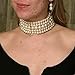 KOSMOS-LI 6 Colors Multi Strand Simulated Pearl Choker Necklaces With Earring