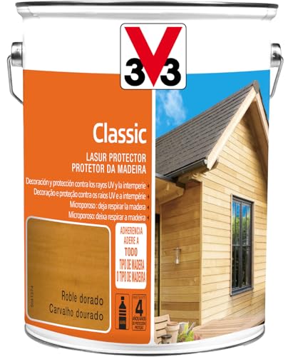 V33 Protector Decorativo De La Madera Classic Satinado Roble Dorado 5L
