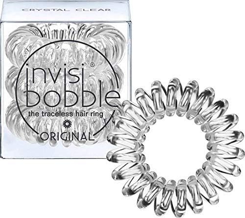 Invisibobble ORIGINAL Hair Ties, Crystal Clear, 3 Pack - Traceless, Strong Hold, Waterproof - Suitable for All Hair Types