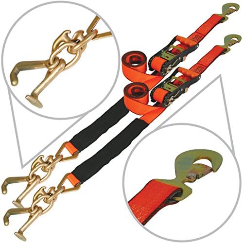 VULCAN Snap Hook Auto Tie Down with RTJ Hook Cluster - 96 Inch, 2 Pack - PROSeries - 3,300 Pound Safe Working Load