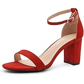 Shoe Land Women's Low Heels - 3-Inch Chunky Block Heeled Sandals with Ankle Strap | Open Toe Short Heels | Comfy Dressy Strappy Sandals for Wedding, Prom, Office