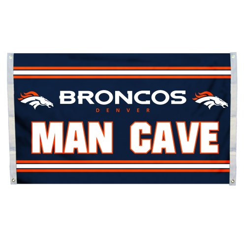 NFL Denver Broncos Man Cave Flag with 4 Grommets, 3 x 5-Feet