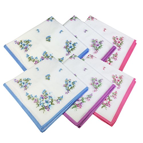 OWM Handkerchief Pack of Vintage Floral Printed Cotton Ladies  Handkerchiefs Bulk
