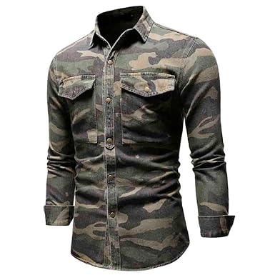 Hombre Camisa Estampada de Camiseta Deportiva Camuflaje Manga Larga Hombre Hombre Camisa con Bolsillos Airforce Uniforme Militar Camisa de Vestir Camisas Solapa Tallas Grandes Chaqueta Al Aire: Amazon.es: Ropa y accesorios