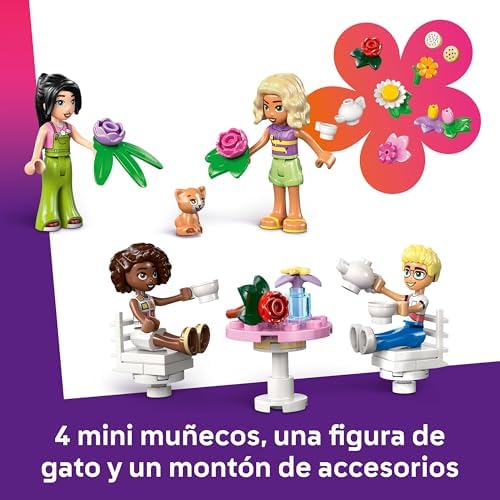 Friends Café Botánico y Floristería de Juguete - 4 Mini Muñecos, Figura de Gato, Tranvía y Accesorios de Cocina Inc. Pasteles, Tazas y Tetera - Regalo de Cumpleaños para Niñas de 9+ Años 42671