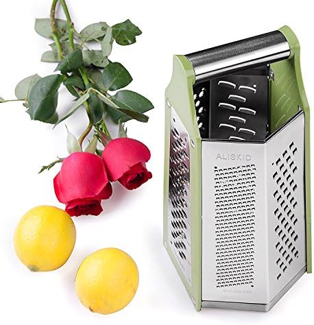 6 Sided Cheese Grater &amp; Box Grater - ALISKID 304# Stainless Steel Vegetable Slicer Shredder Zester,Ultra Sharp Grater