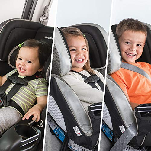 Evenflo Symphony Elite All-In-One Convertible Car Seat, 5-Point Infinite Slide Harness, Easy to Install, Forward / Rear Facing, Booster Seat, 110-lb Capacity, Multiple-Position Recline, Paramount Gray