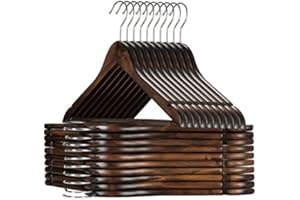 ZOBER Wooden Hangers - 20 Pack, Heavy Duty, Non Slip Wood Hangers for Coats,Suits, Jackets, & Pants - Clothes Hangers for Closet W/Bar and Notches