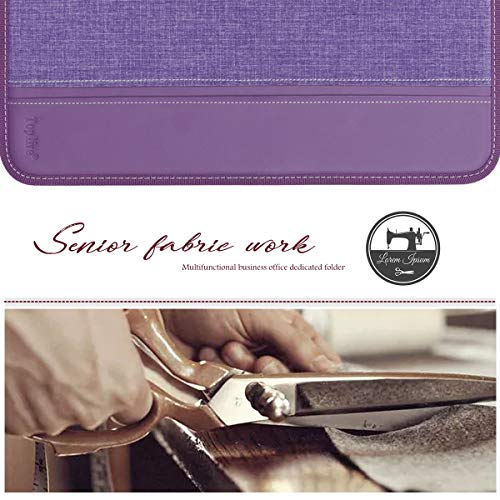 Toplive Zippered Padfolio Portfolio Case,Executive Business Conference Folder Document Organizer with Letter/A4 Size Clipboard, Business Card Holder,Purple - Thumbnail 2