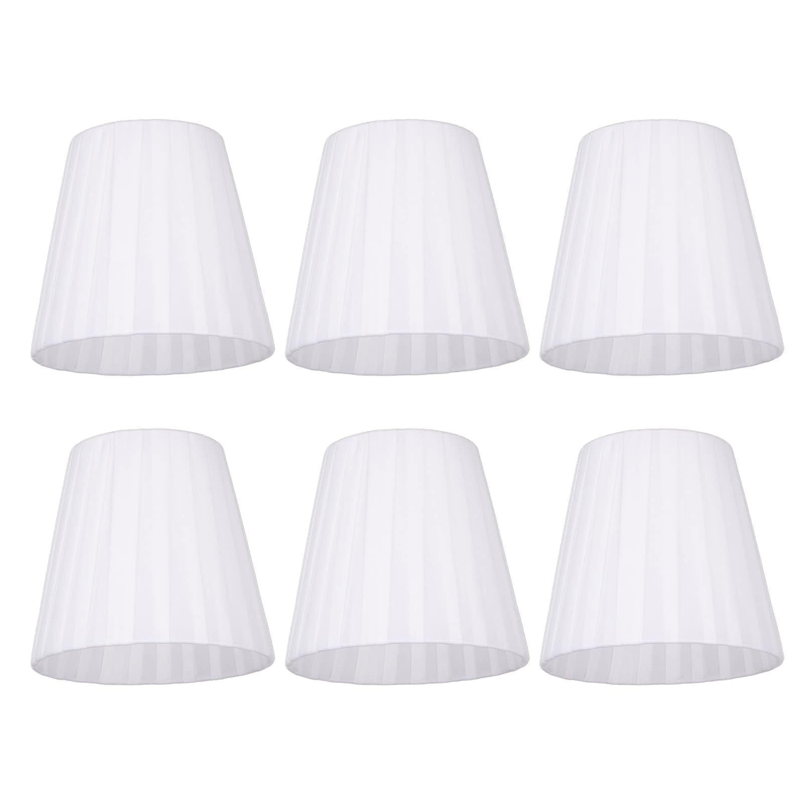 6pcs Small Lamp Shade Clip on Bulb, White Fabric Lampshades for Table Chandelier Wall Lamp, 9.3x14x13cm