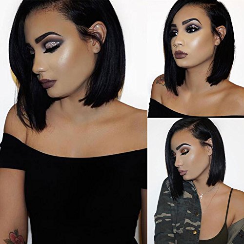 Short bob wig human hair virgin brazilian lace front wi…