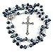 Sapphire Blue Crystal Beads Rosary Necklace Holy Soil & Metal Crucifix New