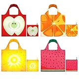 LOQI Frutti Collection Pouch Reusable Bags, Multicolored, Set of 4