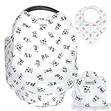 Breastfeeding Cover Nursing Scarf - Multi-Function Car Seat Canopy, Stroller Covers, Baby Shower Gift Set for Boys & Girls, Shopping Cart, FREE Infinity Baby Bandana (Panda Design)