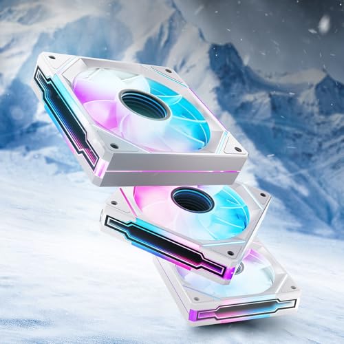 AsiaHorse RGB PC Lüfter 120MM Reverse Gehäuselüfter [3 Stück], ARGB Lüfter [Infinity Mirror] [HDB] 61.5 CFM/1800 RPM/2.0MMH2O 4 Pin PWN & 5V 3Pin ARGB für Asus 