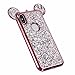 MC Fashion Super Cute Sparkle Bling Glitter 3D Mouse Ears Soft and Protective TPU Rubber Case for iPhone X/iPhone Xs (Rose Gold)