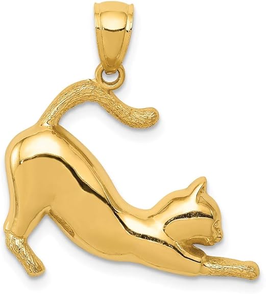 Colgante de oro amarillo de 14 quilates con temática de 25 mm 24 gato