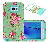 Note 5 Case, Galaxy Note 5 Case, CexCob Orchid Vintage Floral [Hybrid 3 in 1 Impact Resistant Shockproof Protective] Silicone & Plastic Defender Armor Combo Case for Samsung Galaxy Note 5, Mint