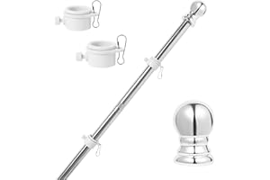 YKFLY Flag Pole Kit 5ft Flag Pole for Outside House, Flag poles with Tangle Free Flag Pole Rings for 3x5 American Flag Mounting Bracket Stainless Steel Heavy Duty for Yard Truck Boat(without Bracket)
