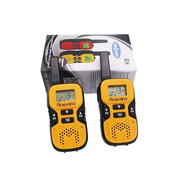 Amanico-Kids-Walkie-Talkies-22-Channel-FRSGMRS-2-Way-Radio-2-miles-up-to-37-Miles-UHF-Handheld-Smart-Mini-Size-33-In-Length-for-girls-boys-Kids-Children-Teens-1-Pair-Orange