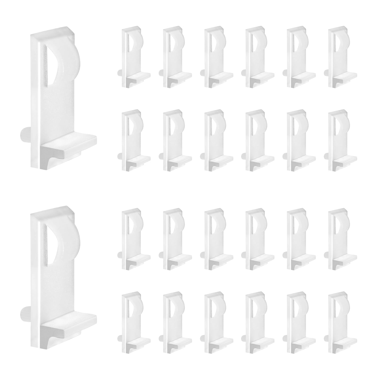 Cjueiom 30PCS Plastic Shelf Support Pegs Fit 5mm Hole & 16mm Thick Shelf, Self-Locking Bracket Clips White Cabinet Shelf Pins, Square Cabinet Shelf Clips for Furniture Kitchen Bookcase Closet Shelf