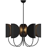 Alora Mood Seno 32" Chandelier | Matte Black Finish | Minimalist Shade Design | Japandi Modern Decorative Ceiling Light | Mad