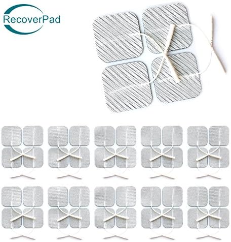 RecoverPad Latex-Free TENS Unit Electrode Pads (FDA 510K Cleared), 44 Pack 2" x 2" Reusable Washable TENS and EMS Patches with Industry Leading Self-Stick Performance and Non-Irritating Design