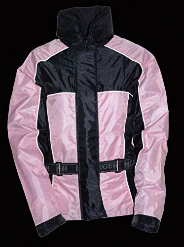 Nexgen LADIES MOTORCYCLE RIDING NYLON RAIN SUIT GEAR PINK/BLACK WATERPROOF LIGHTWEIGHT (3XL Regular)